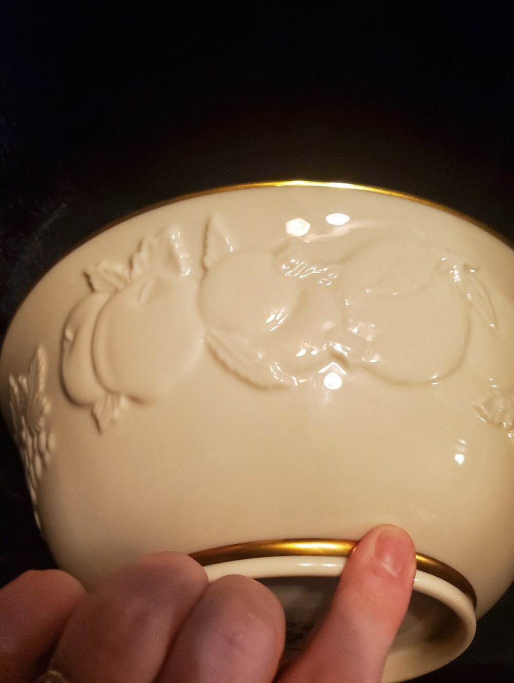 Vintage Lenox Fruits of Life 9" Vegetable Serving Bowl Embossed Fruit - Picture 5 of 5
